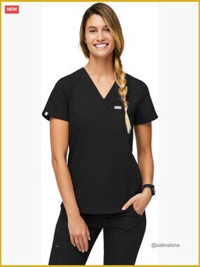 Polyester Blend Scrub Top with Four-Way Stretch and Anti-Wrinkle